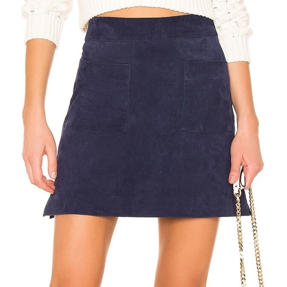 NWT Revolve Capulet Camden suede a-line mini skirt in Navy - S